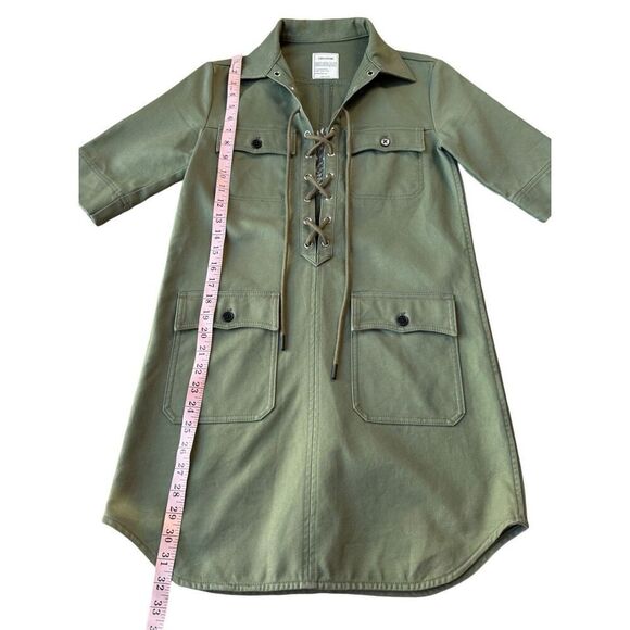 ZADIG & VOLTAIRE Green Military Lace Up Shift Dress With Embroidered Tiger - Picture 10 of 13